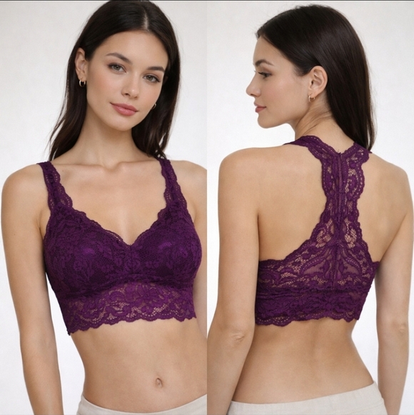 Serra Lace Racerback Bralette Purple Size L - Picture 1 of 4